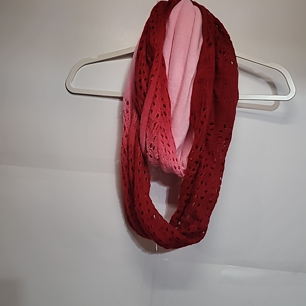 Chic Red and Pink Lace Scarf
